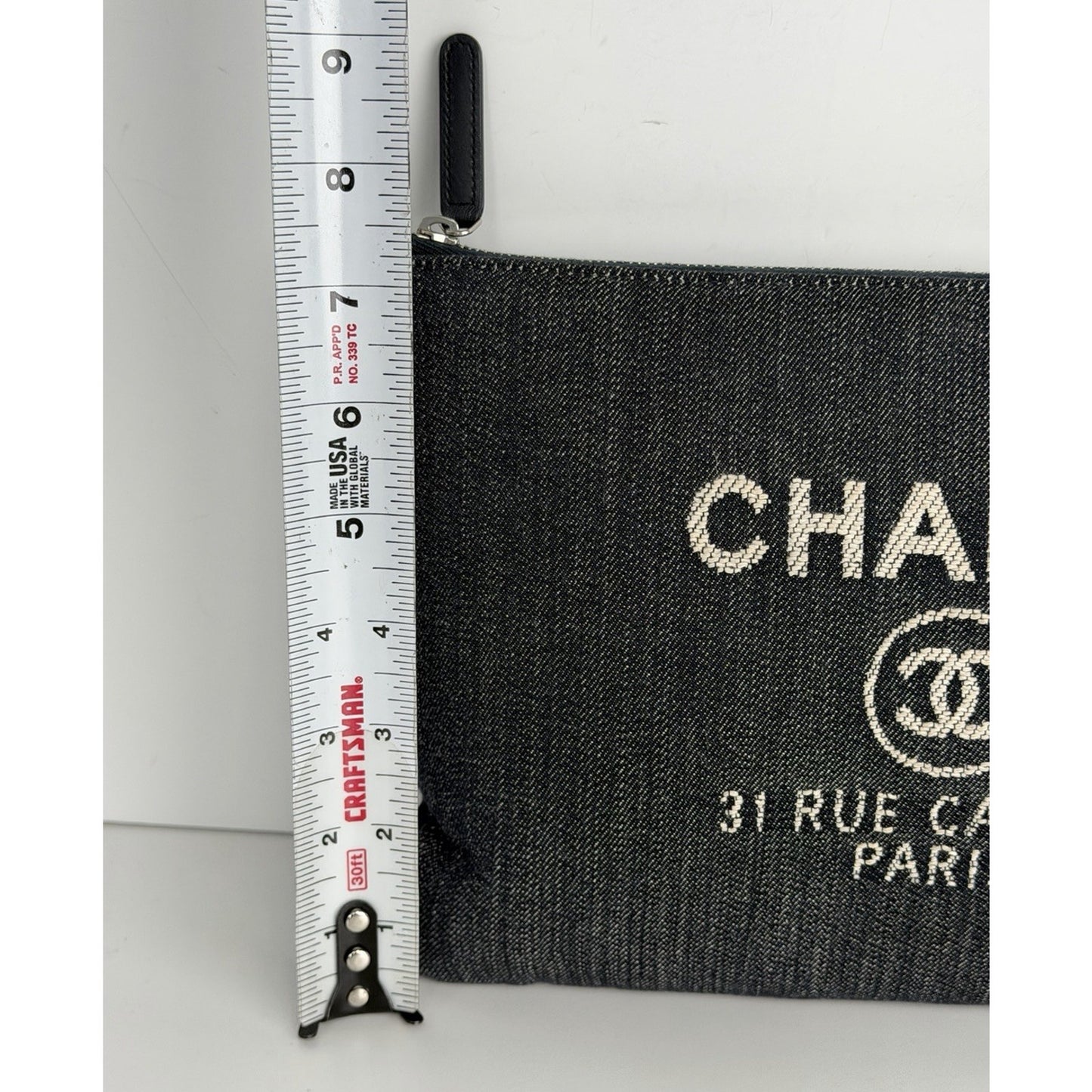 Chanel Deauville Pouch Dark Blue Denim Medium "31 Rue Cambon" Logo 2017 K3