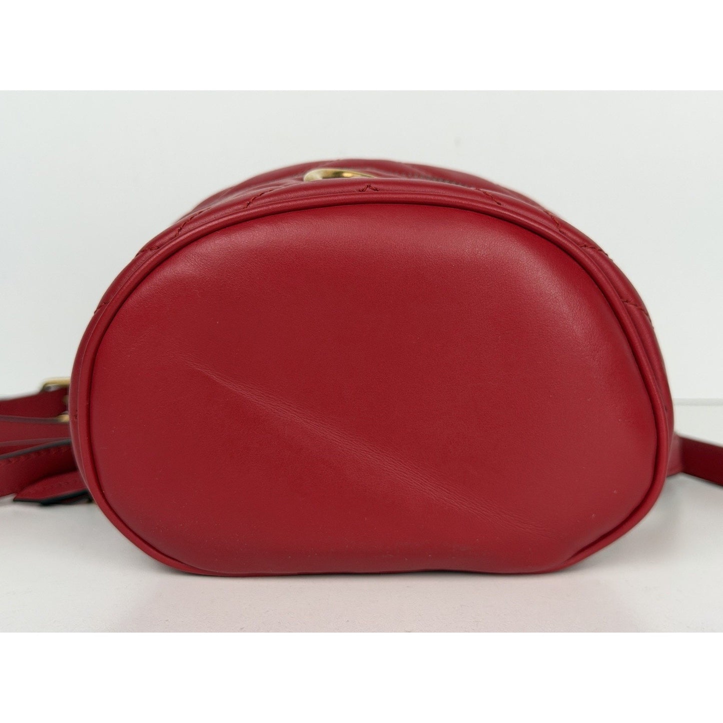 Gucci GG Marmont Mini Vanity Backpack in Red Chevron-Quilted Calfskin Leather S9