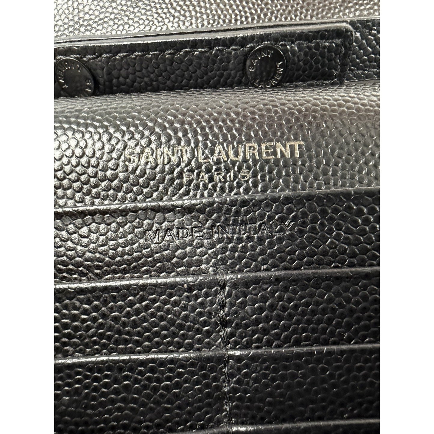 Saint Laurent Monogram Chain Wallet Medium in Black Matelasse Grained LeatherS12