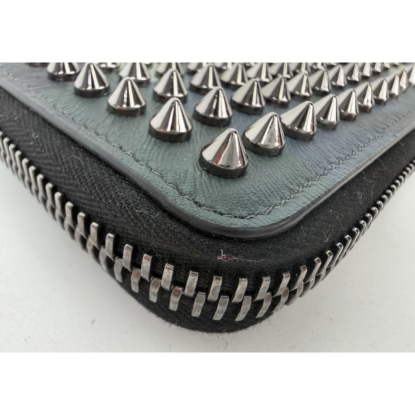 Christian Louboutin Panettone Wallet Navy Blue Camouflage Leather&Spiked Studs S