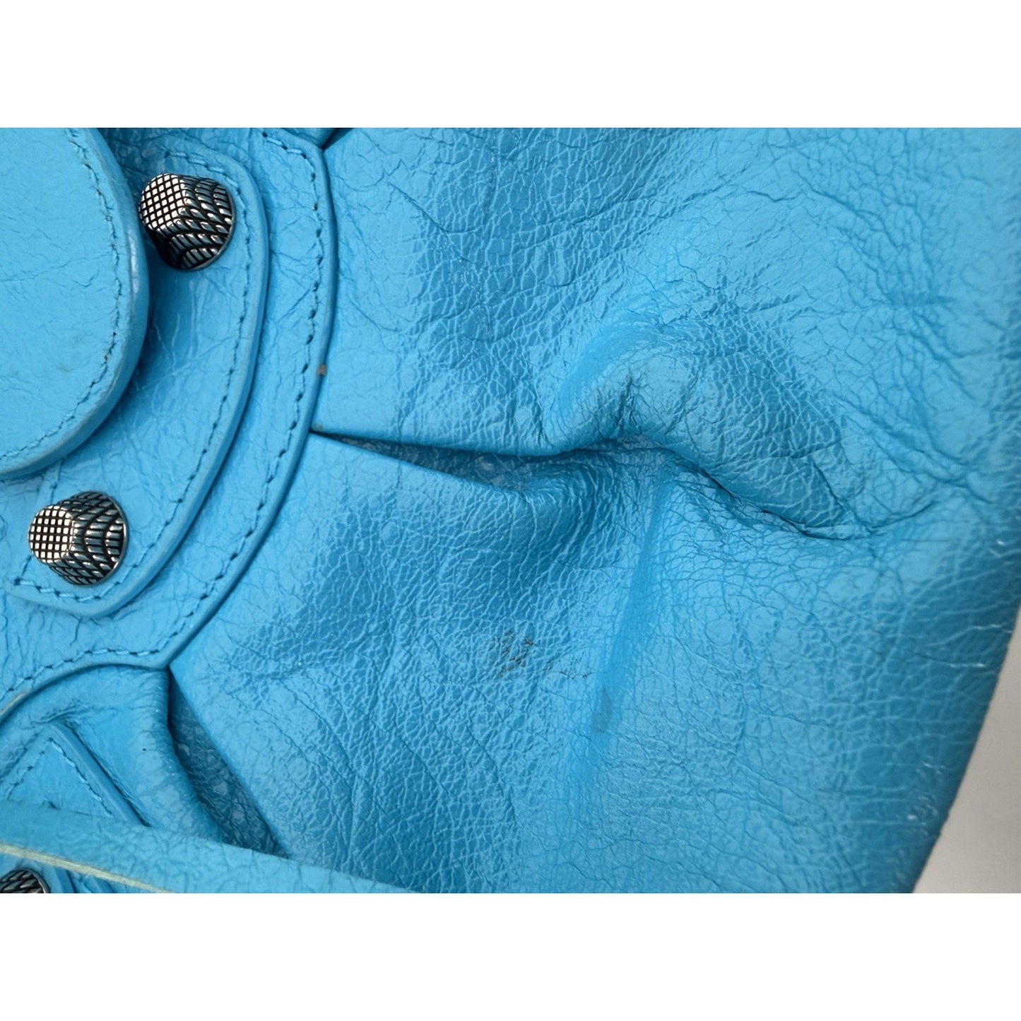 Balenciaga Le Cagole Shoulder Bag XS in Bright Cyan Blue Leather S-01