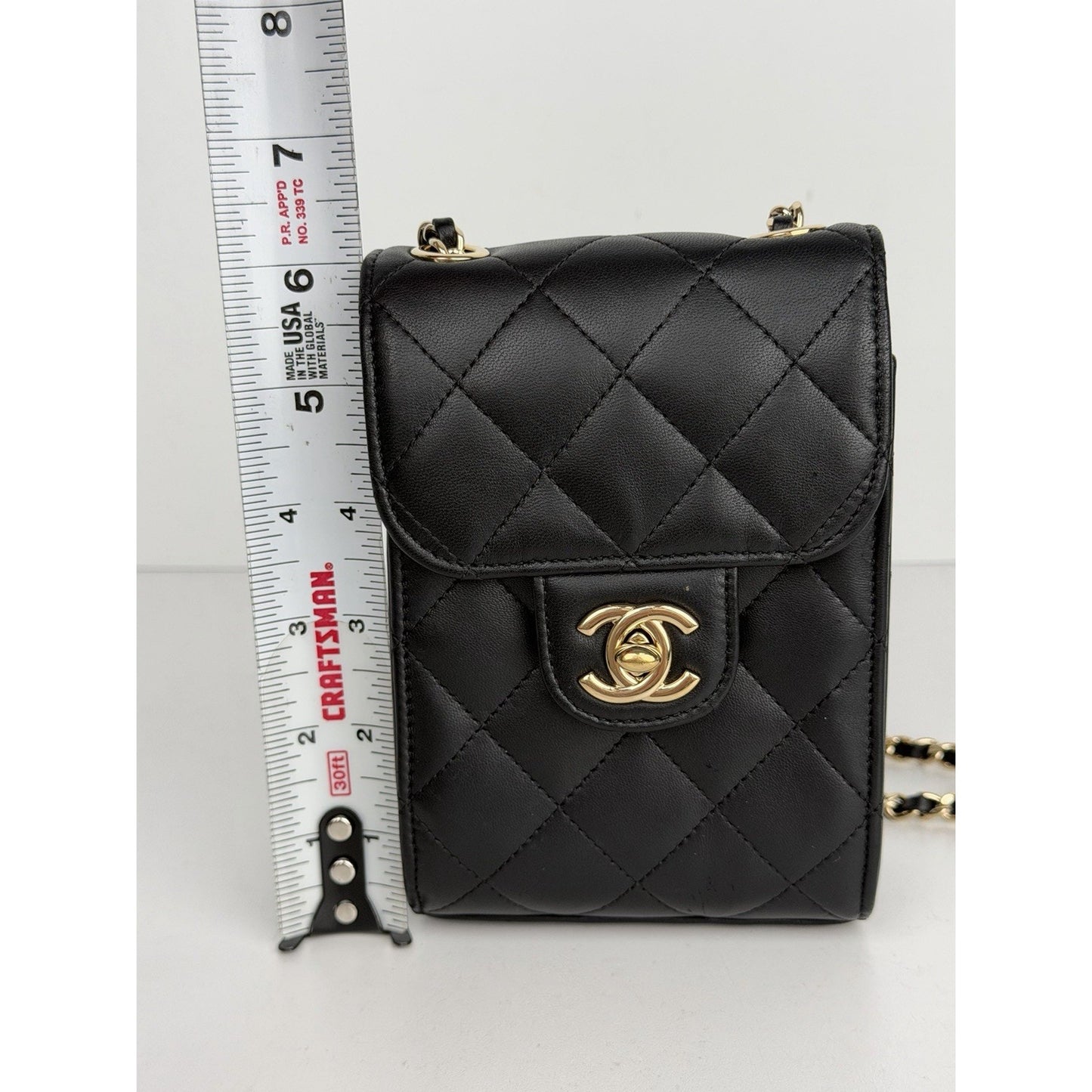 Chanel Classic Phone Holder Crossbody Bag in Black Quilted Leather 2017 C2