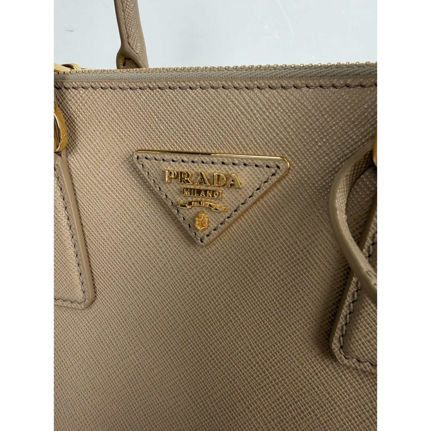 Prada Galleria Small Top Handle Bag in Beige Saffiano Leather C-9