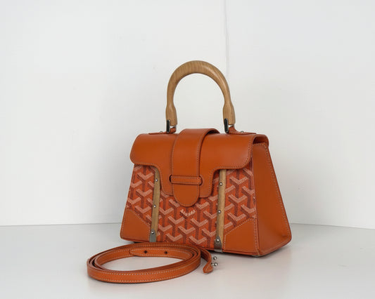 Goyard Goyardine Structure Mini Saigon Handbag Orange Coated Canvas&Leather D1