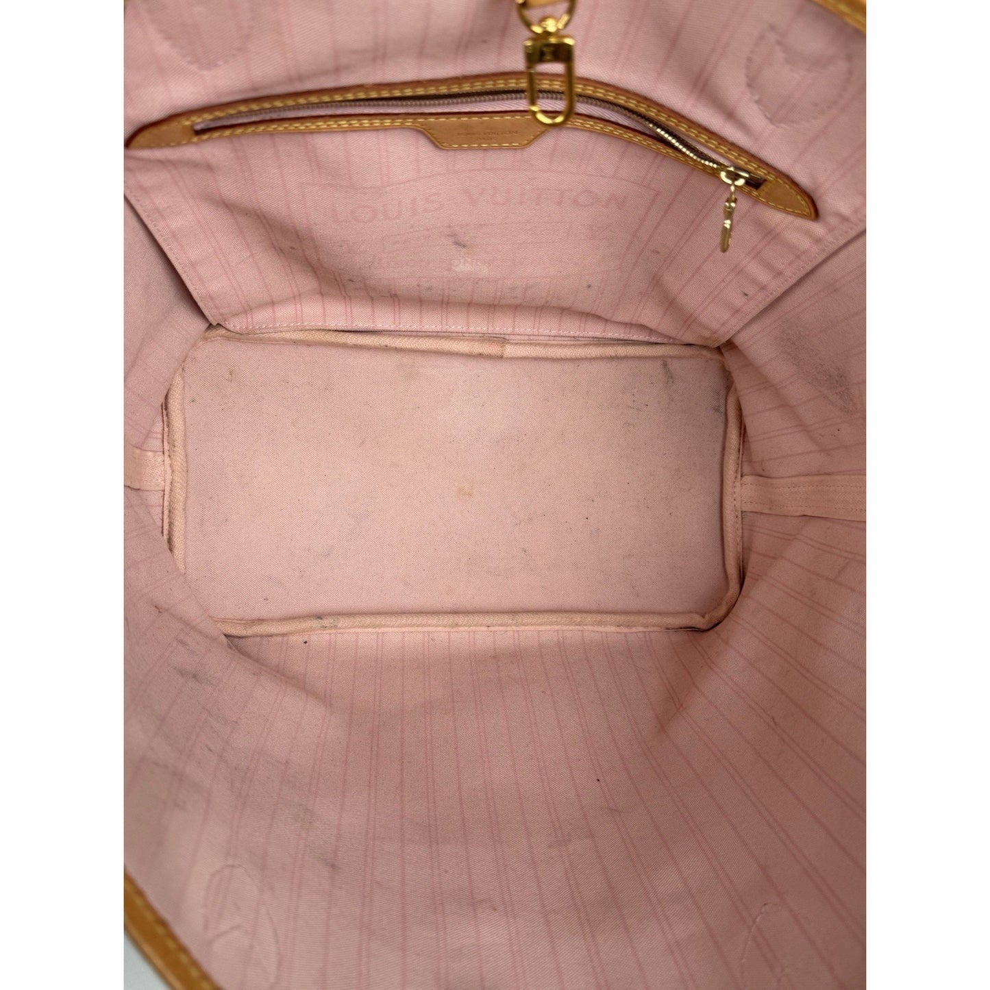 LOUIS VUITTON Neverfull Monogram White Canvas Pink Interior Tote Shoulder Bag