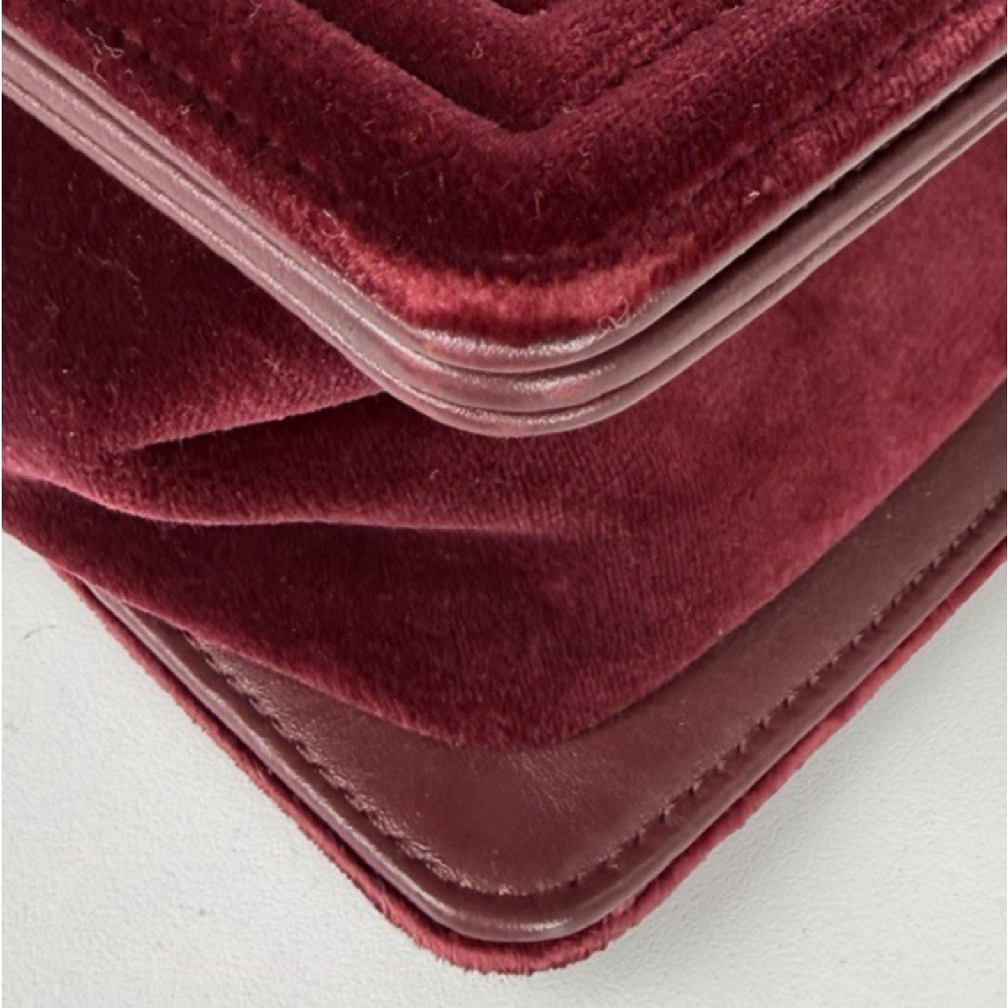 Chanel Old Medium Boy Bag in Burgundy Velvet with Ruthenium Hardware 2014 C-2