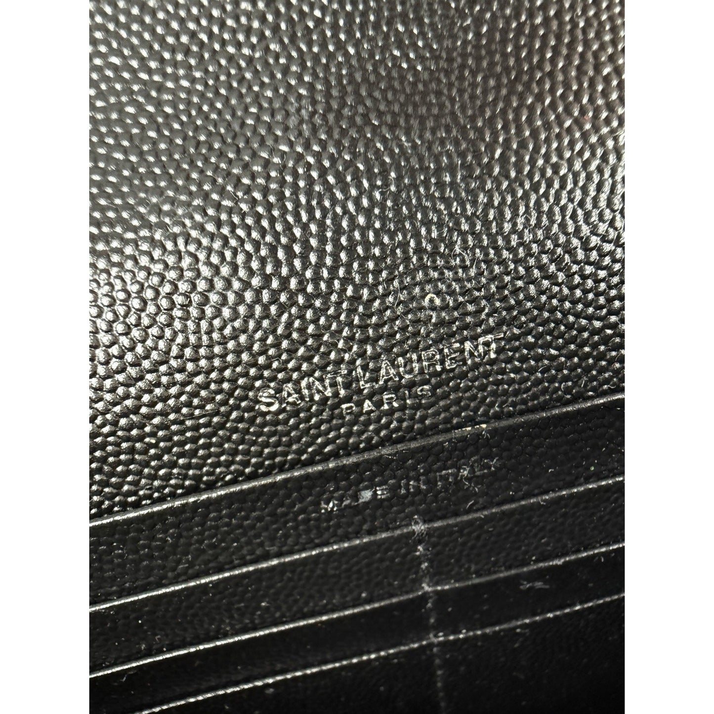 Saint Laurent Cassandre Chain Wallet Bag Small Black Grain de Poudre Leather S12