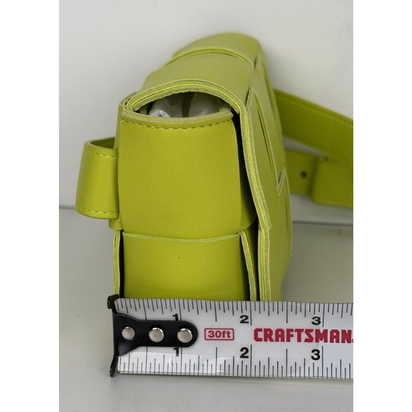 Bottega Veneta Cassette Belt Bag Kiwi-Green Maxi Intrecciato Woven Leather S08