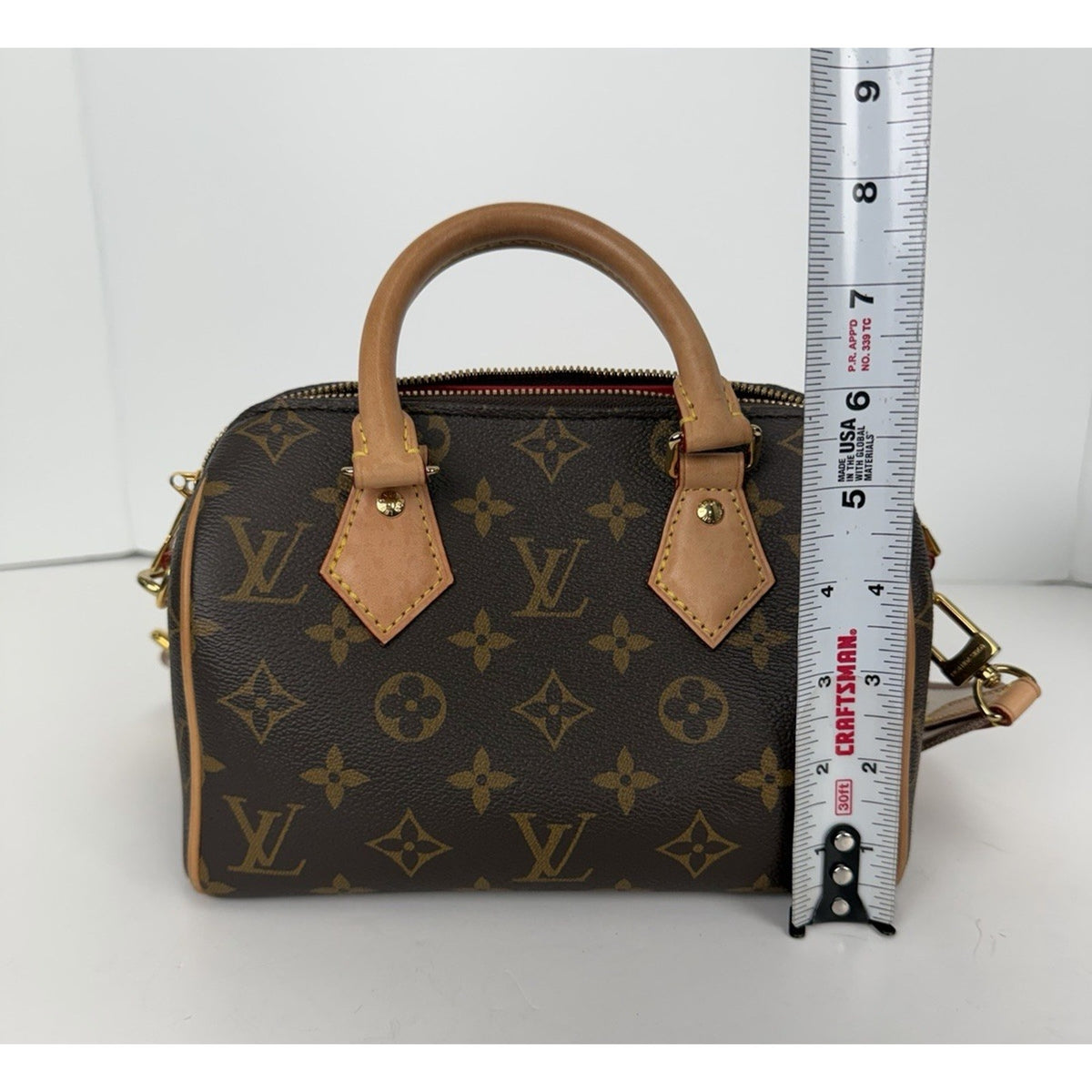 Louis Vuitton Speedy Bandouliere 20 Top Handle Bag Monogram Coated Canvas NFC F3
