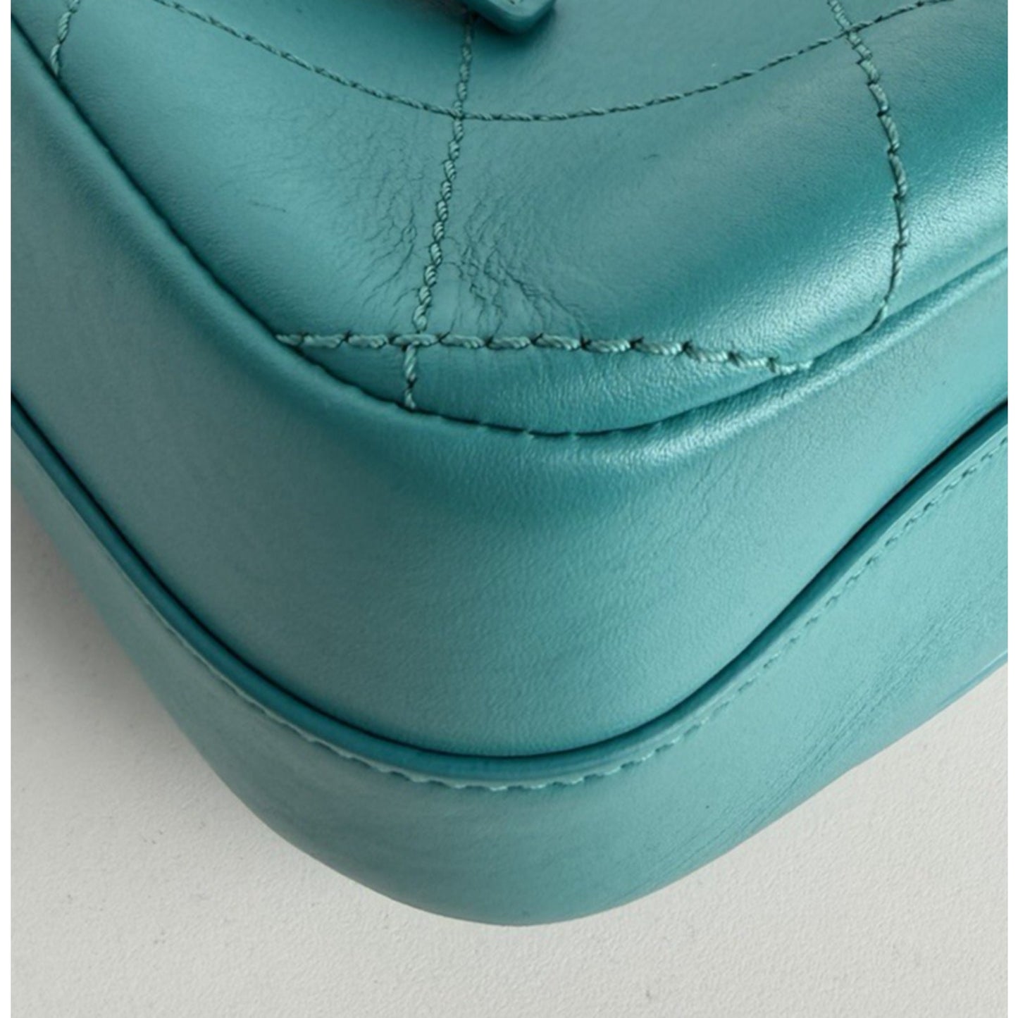 Chanel Stitched Covered CC Flap Mini Bag in Quilted Turquoise Calfskin 2017 E-5