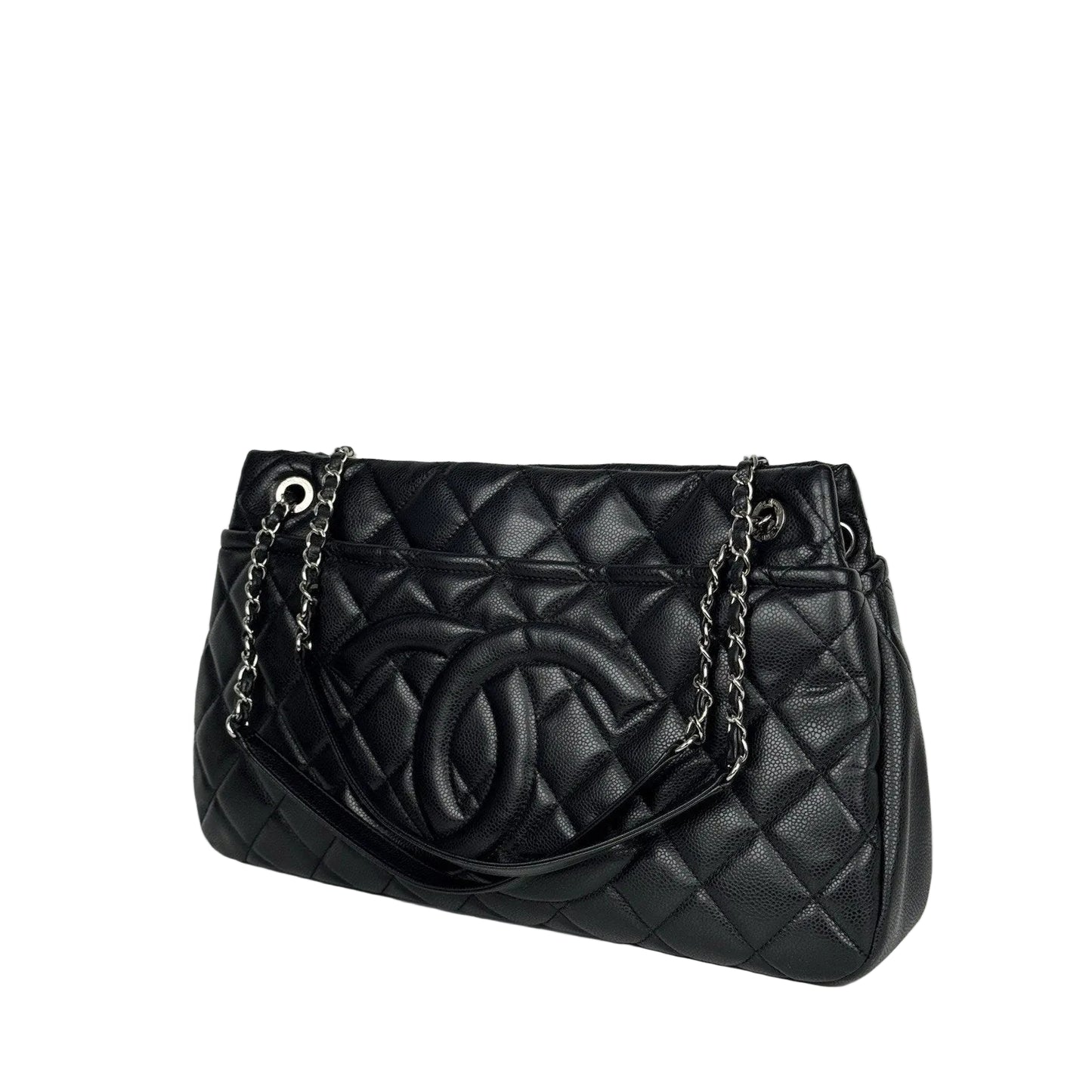 Chanel Timeless CC Soft Tote Bag in Black Quilted Caviar Leather (2012) B-6