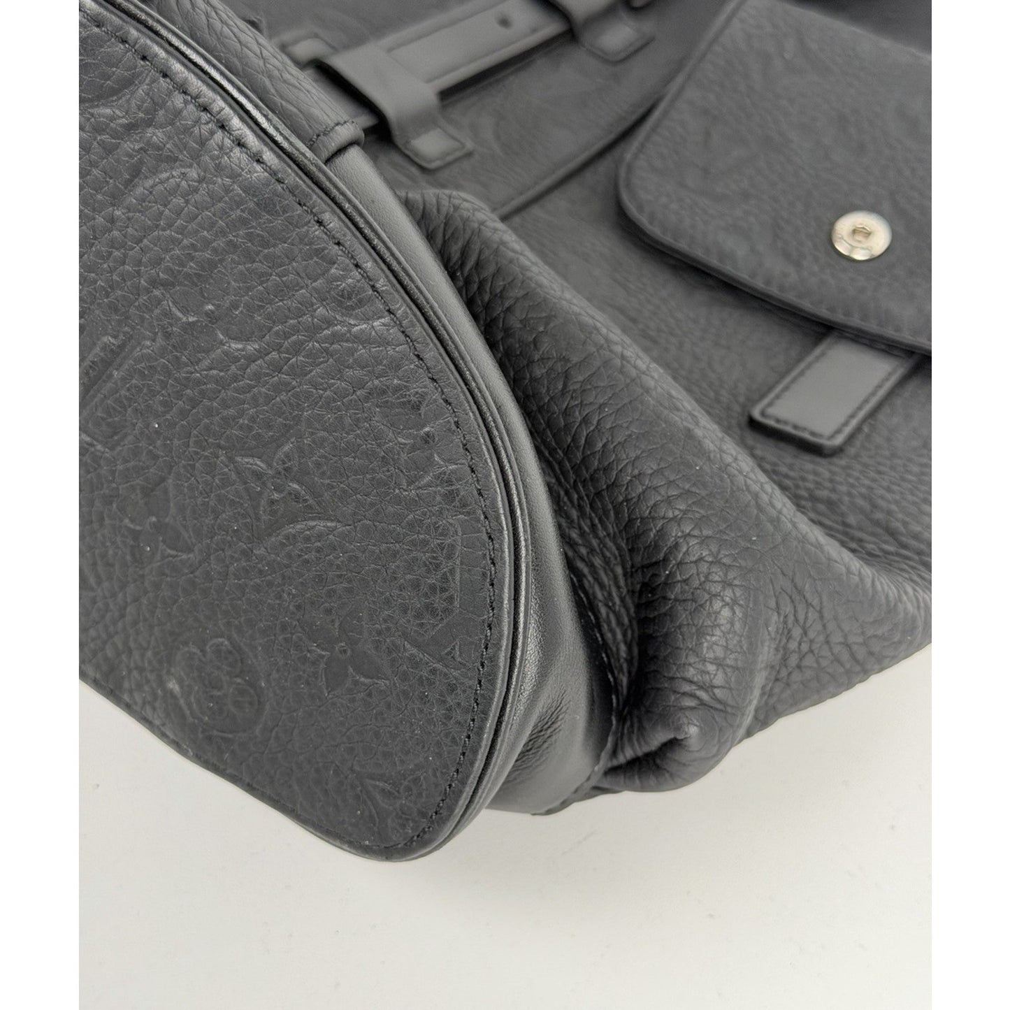 Louis Vuitton Christopher PM Backpack Black Embossed LV Monogram Leather NFC E-4