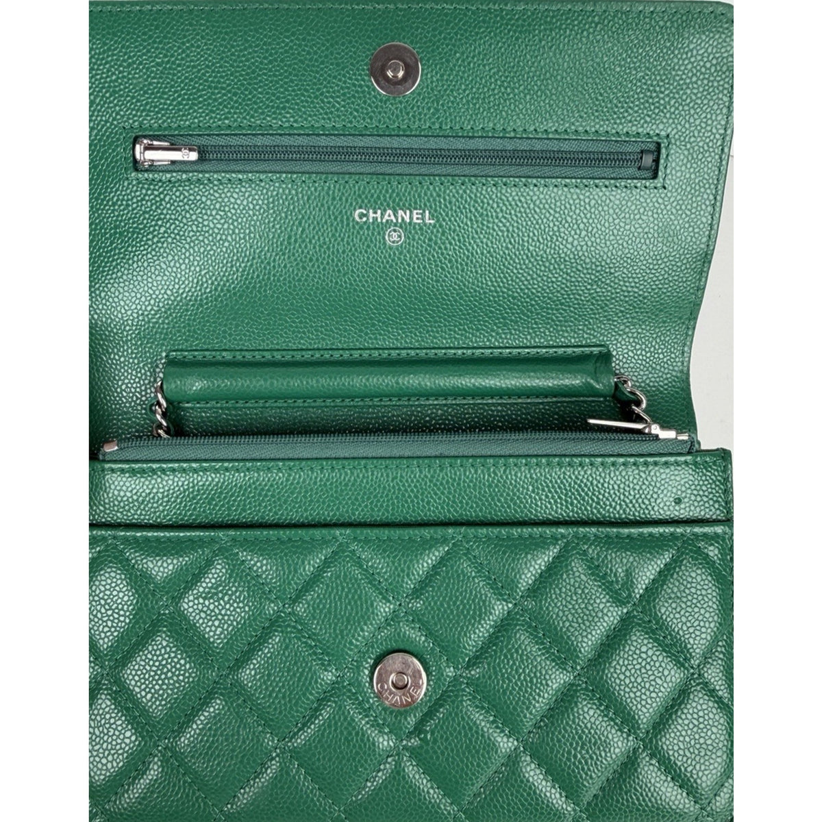 Chanel Quilted Wallet on Chain Bag in Caviar Green Leather 2020 D-4