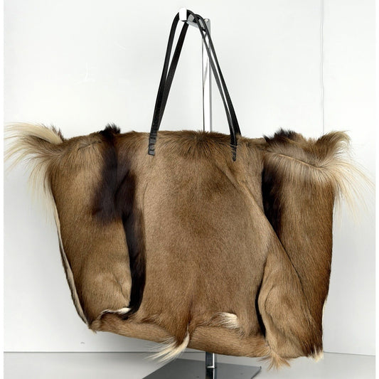 Fendi Brown Gazelle Fur Hair Tote Vintage Bag S-10