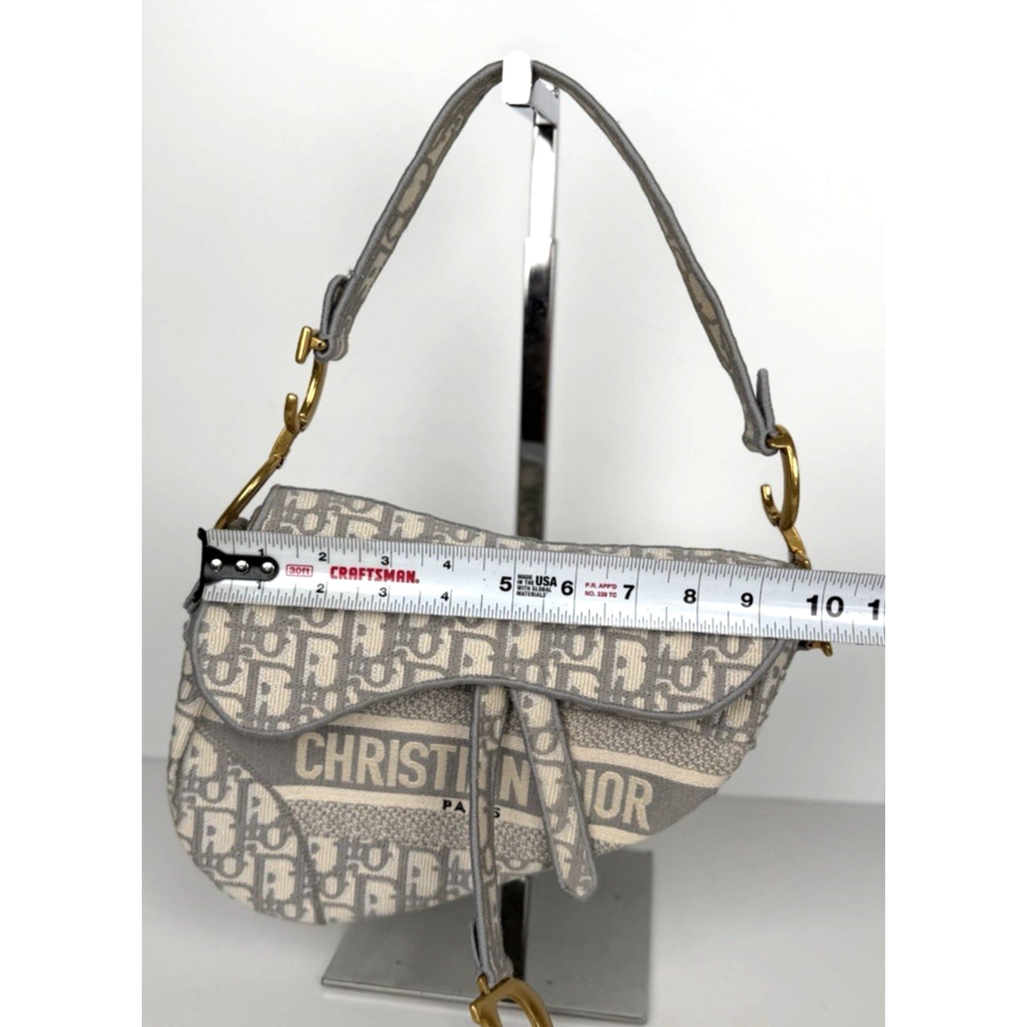 Christian Dior Oblique Embroidered Saddle Bag in Gray Canvas 2021 D8