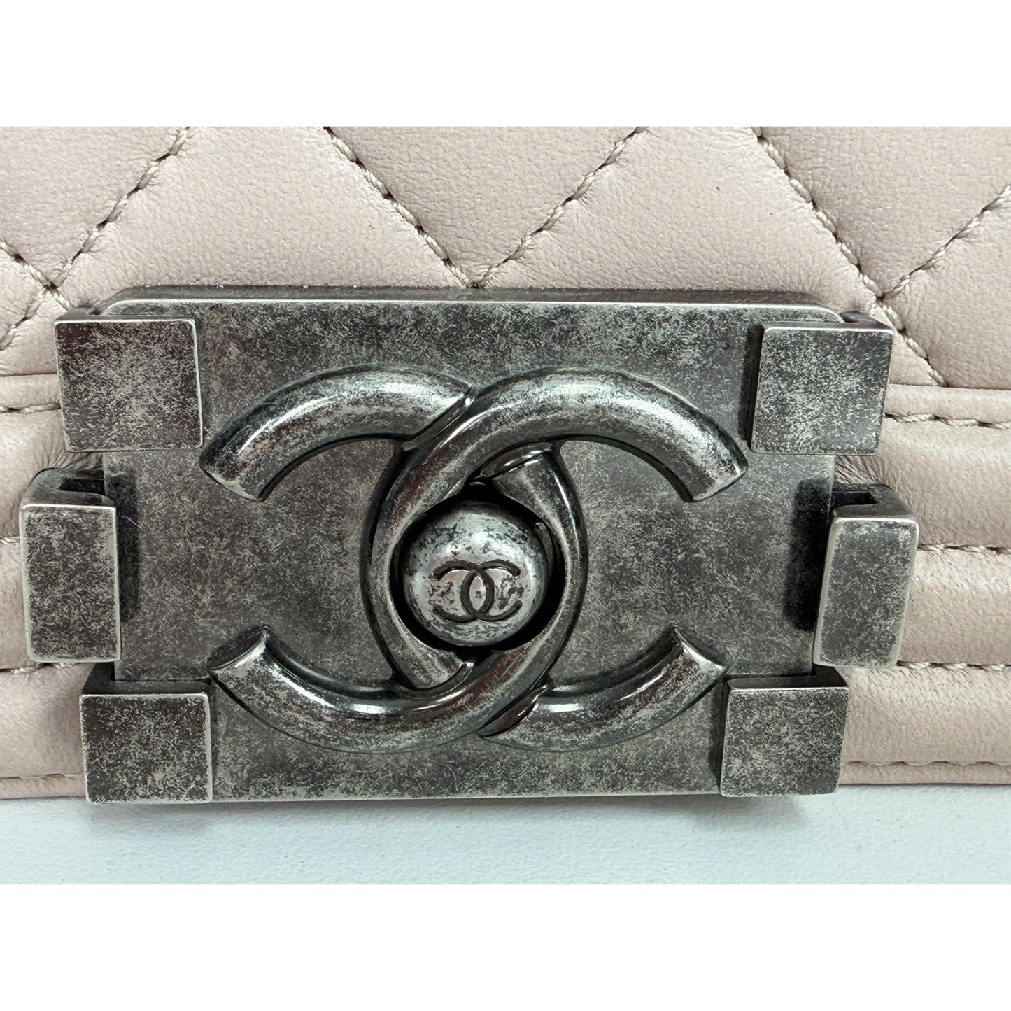 Chanel Medium Quilted Leather Boy Bag in Light Pink F1