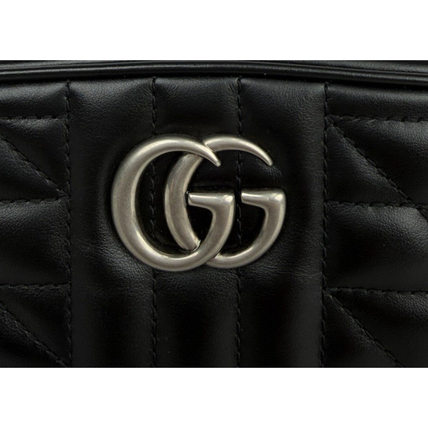 Gucci GG Marmont Mini Camera Crossbody Bag in Black Matelasse Leather S-14