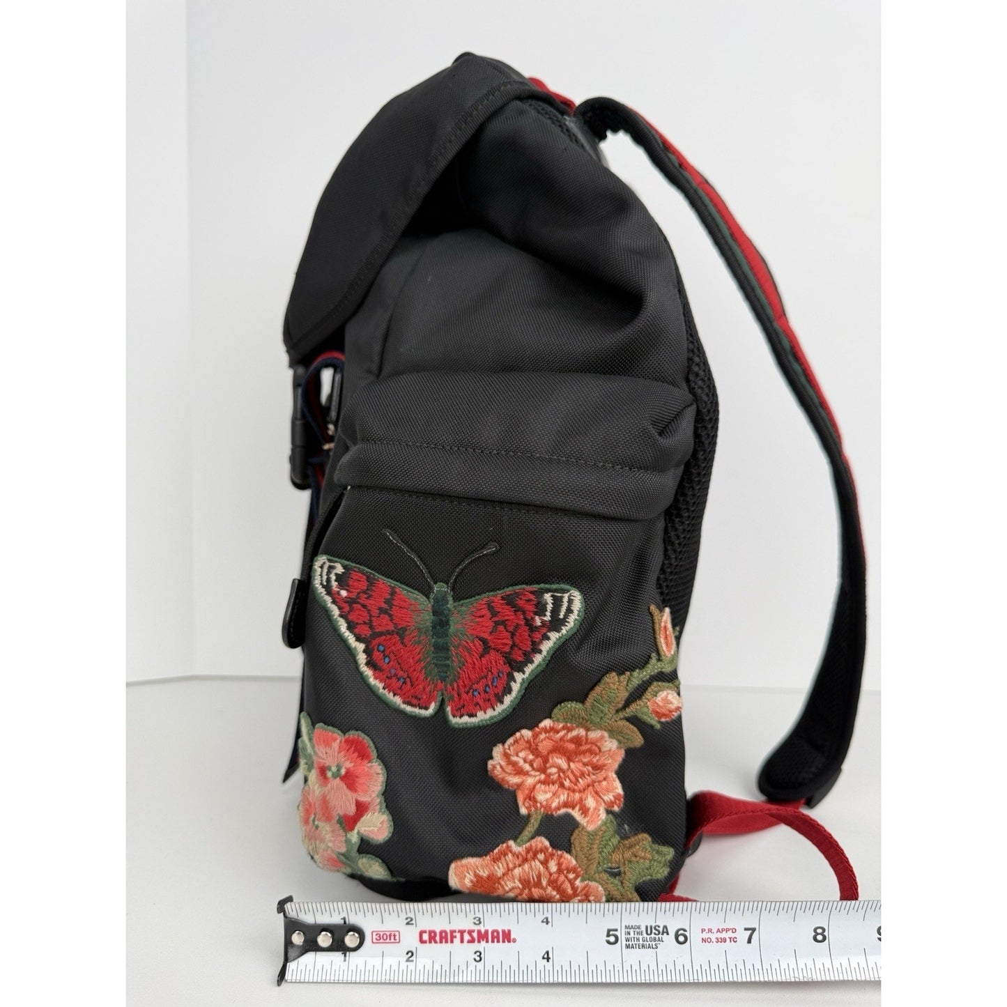 Gucci Animalier Tiger Head Embroidered Backpack Black Floral Butterfly
