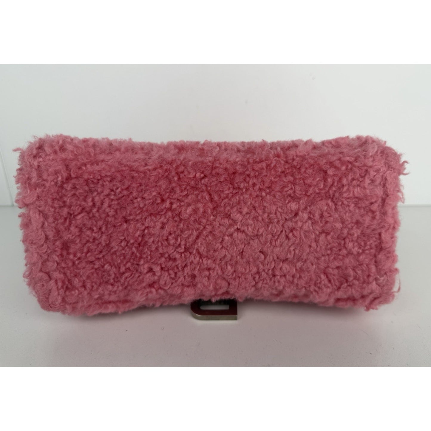 Balenciaga Hourglass Top Handle Bag Small in Pink Fuzzy Faux Fur S-01