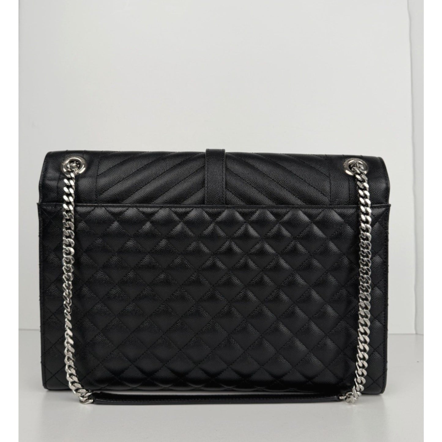 Saint Laurent Envelope Bag Large in Black Grain de Poudre Quilted Leather B1