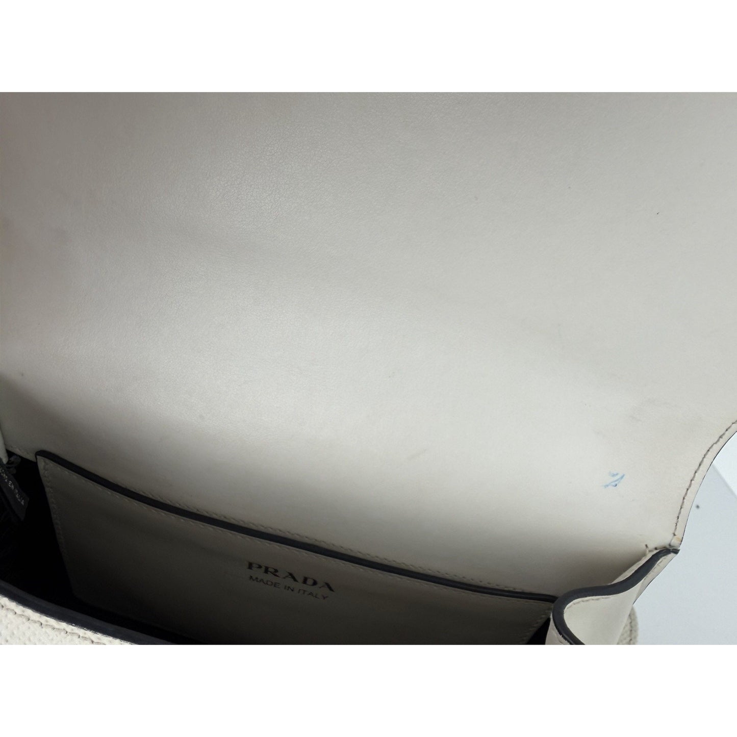 Prada Monochrome Patch Envelope Shoulder Bag Small in White Saffiano Leather S18