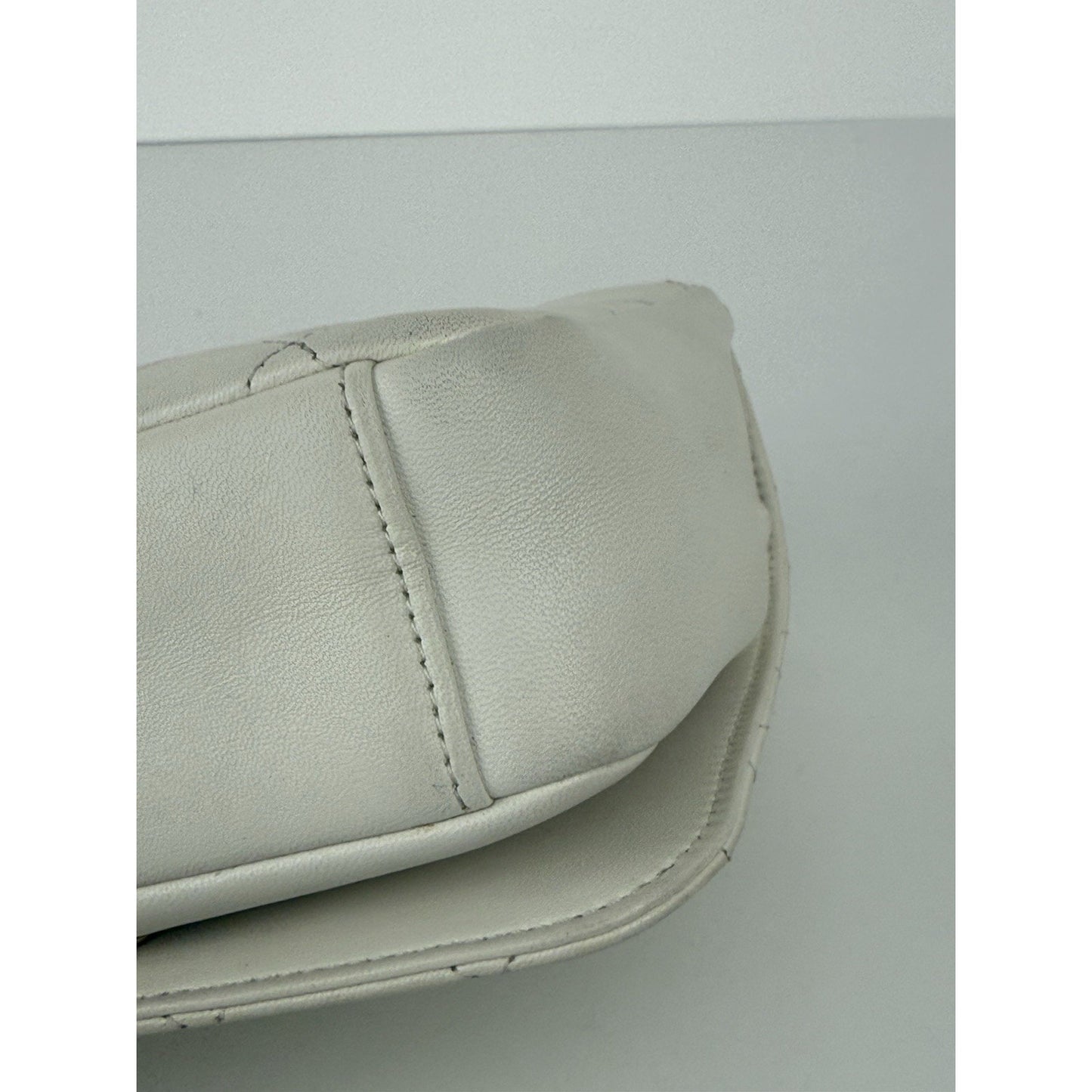 CHANEL White Lambskin Quilted Studded Beauty Begins Flap Shoulder Bag