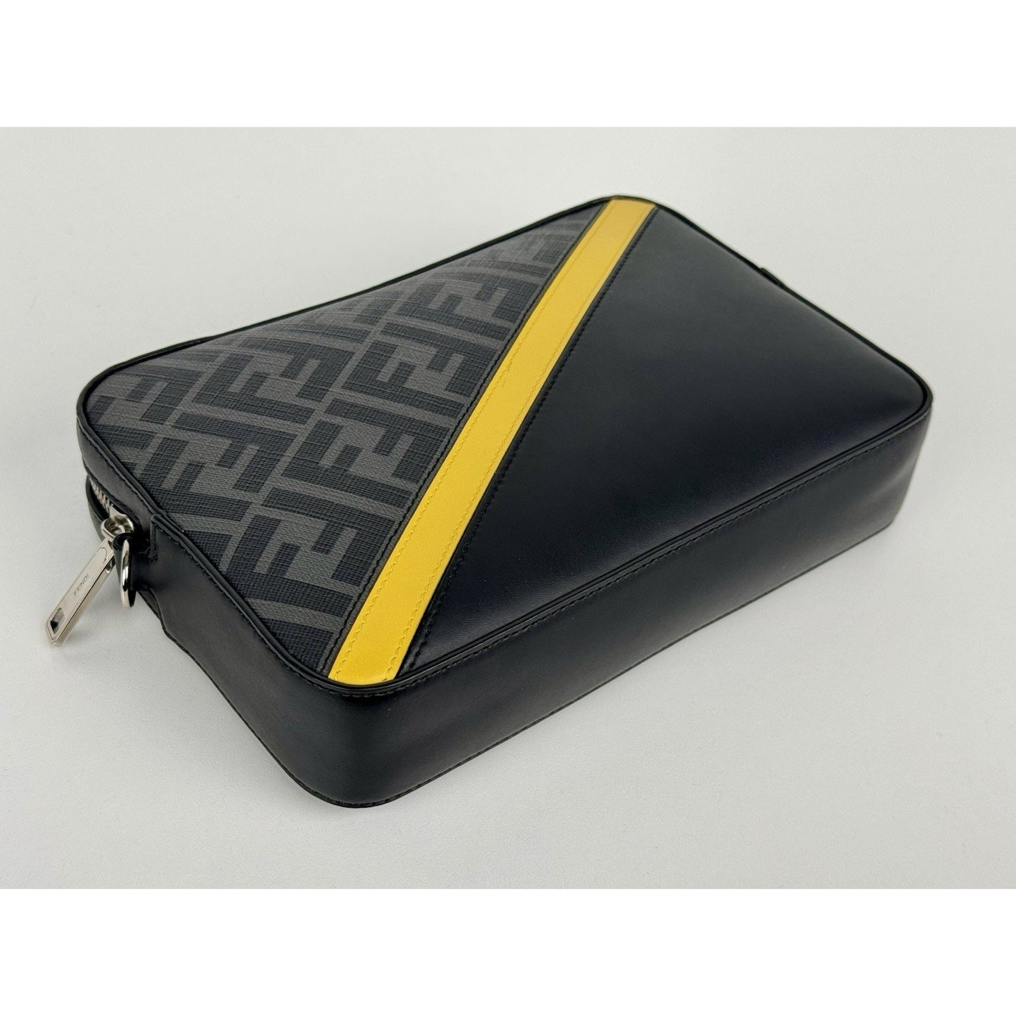 Fendi Diagonal Zucca Multicolor Camera Bag with Silver Hardware