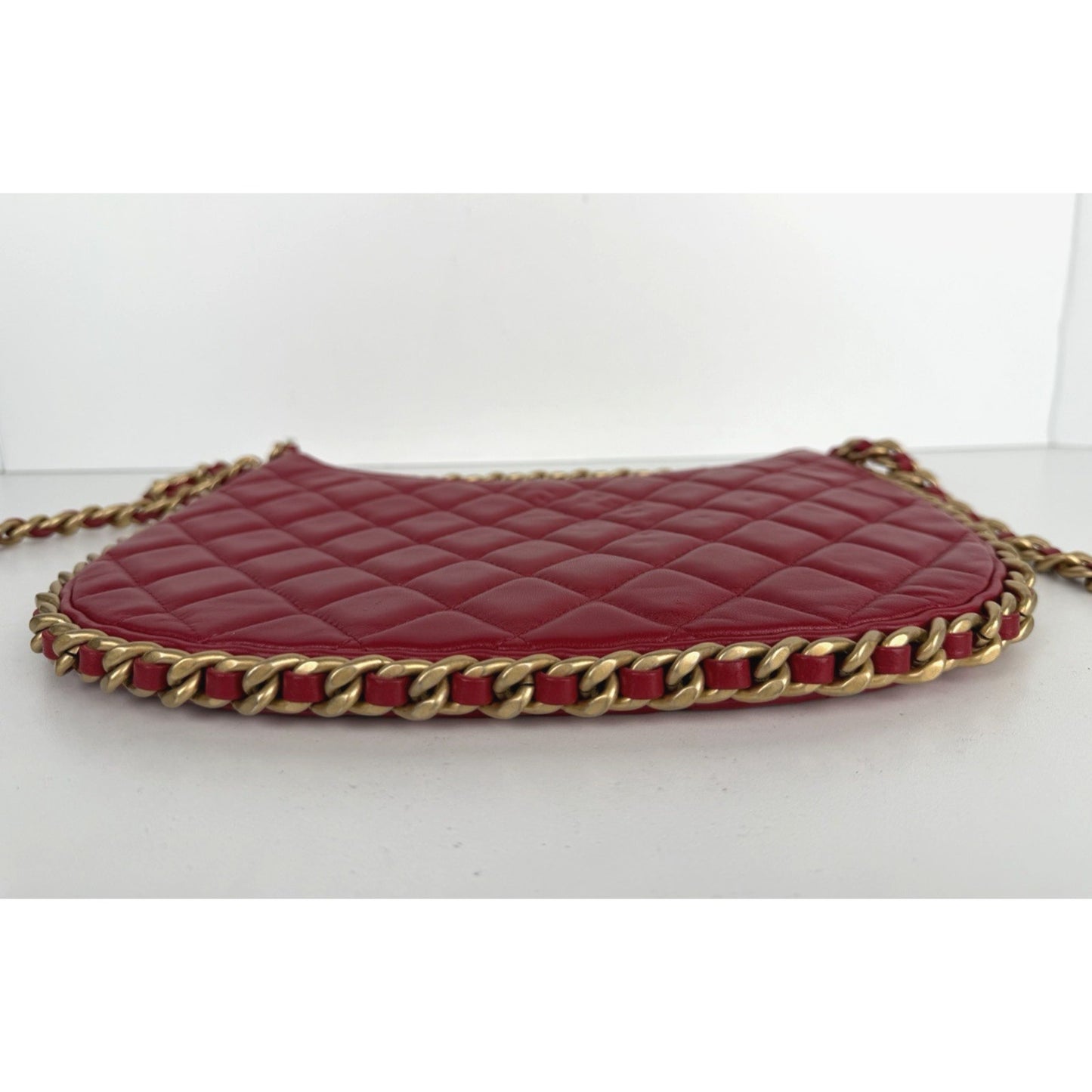 Chanel Hobo Bag Chain Around Large in Red Quilted Lambskin Leather NFC B2