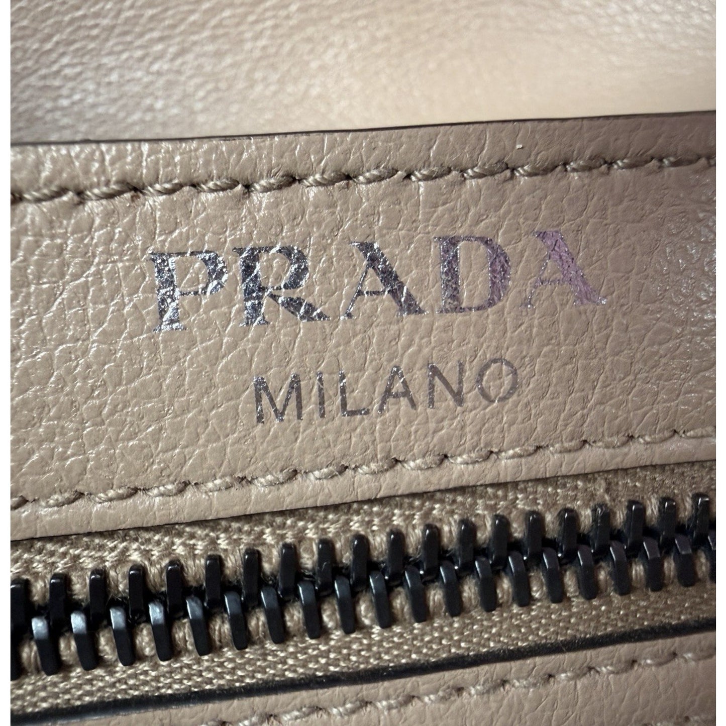 Prada Pattina Glace Studded Crossbody Bag in Neutral Calfskin Leather S-19