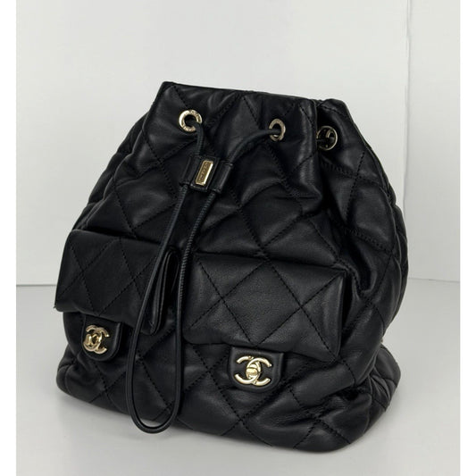 Chanel Double Pocket Drawstring Backpack F1
