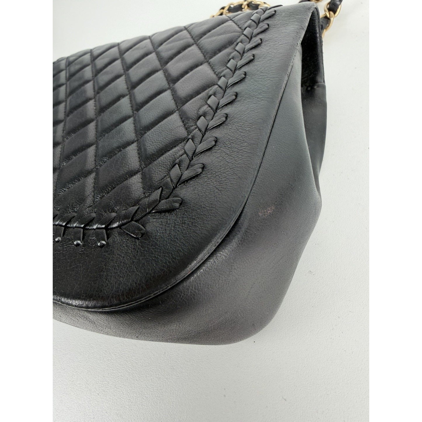 Chanel Braided Saddle Flap Bag in Quilted Black Leather & Gold Hardware 2018 C5