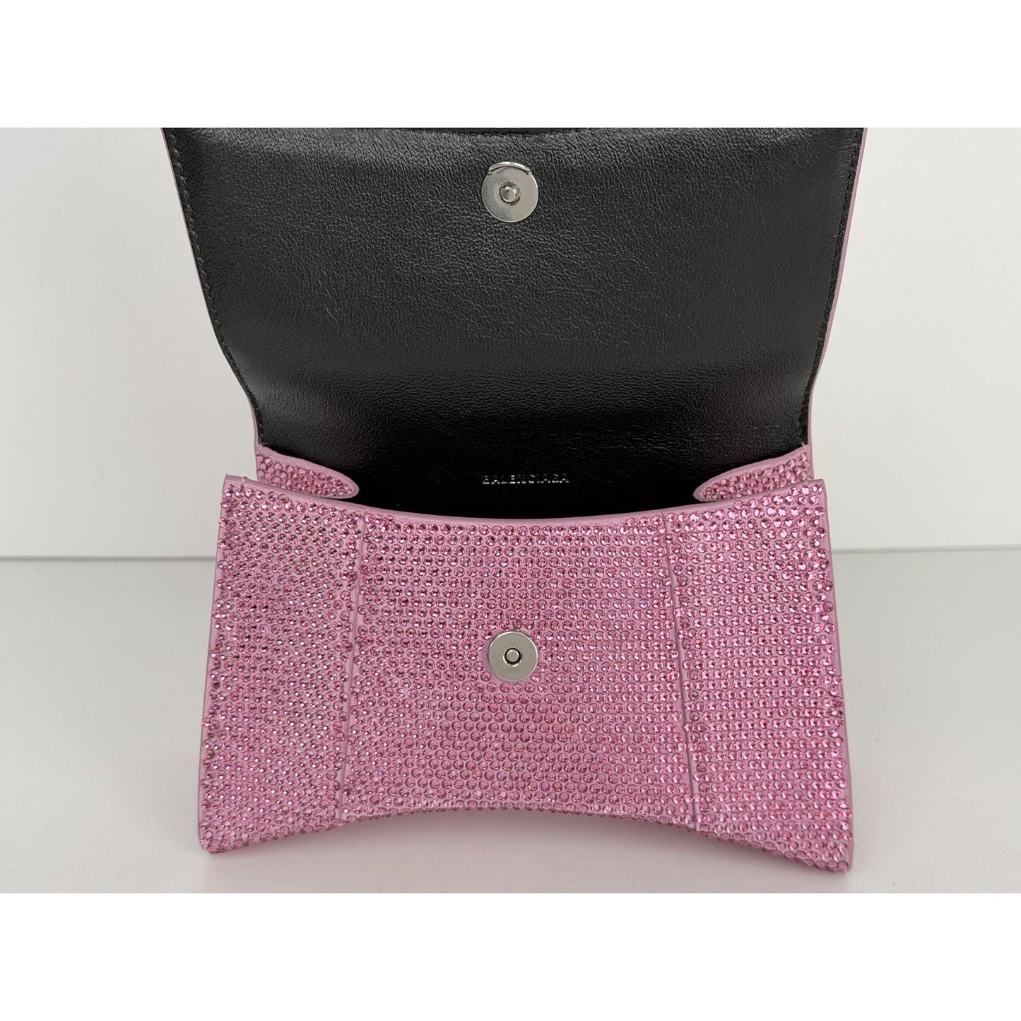 Balenciaga Strass Suede Hourglass Top Handle Bag XS in Pink B1