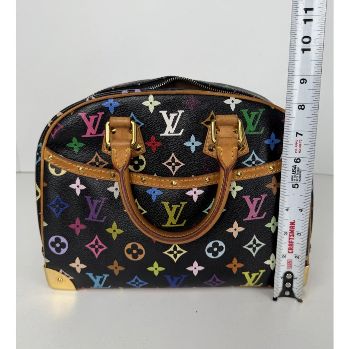 Louis Vuitton Trouville Top Handle Bag in Black Coated Canvas Vintage 2005 E2