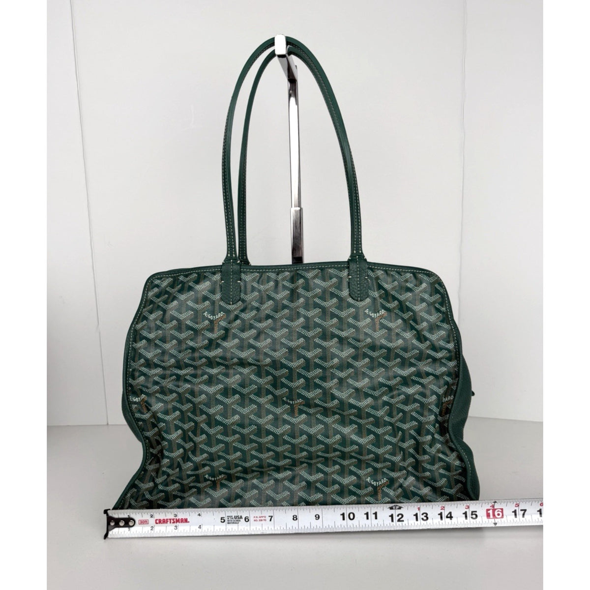 Goyard Sac Hardy PM Tote Bag in Green Goyardine Coated Canvas with Pouch E-8