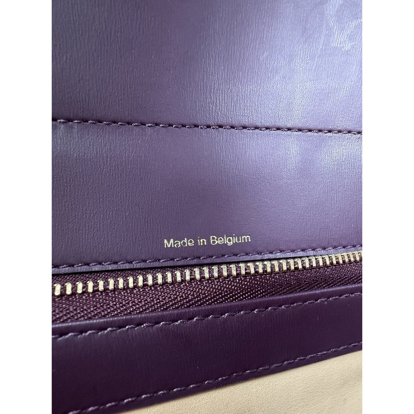 Delvaux Brillant Top Handle Bag GM in Deep Purple & Gold Leather B-6