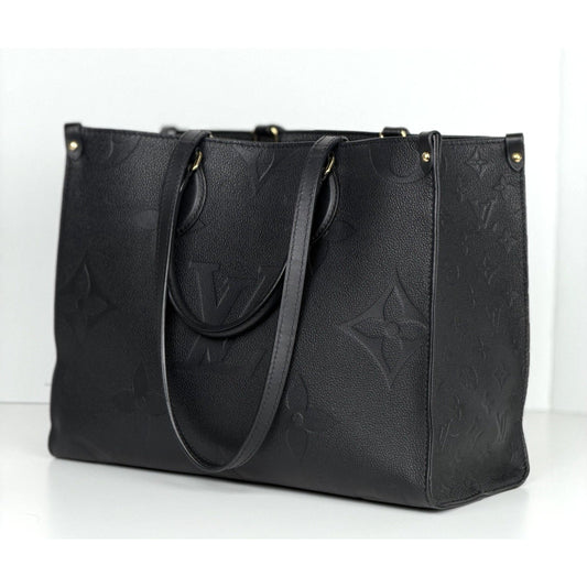 Louis Vuitton OnTheGo MM Bag Tote in Black Leather Embossed Monogram NFC F1