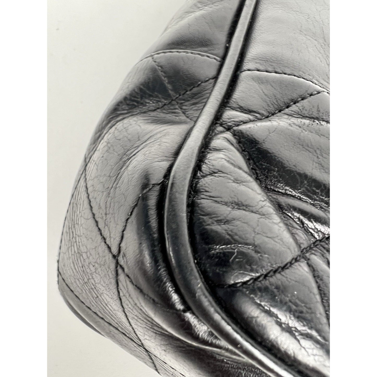 CHANEL Vintage Lambskin Black Leather Tote Shoulder Bag (1989-1991)