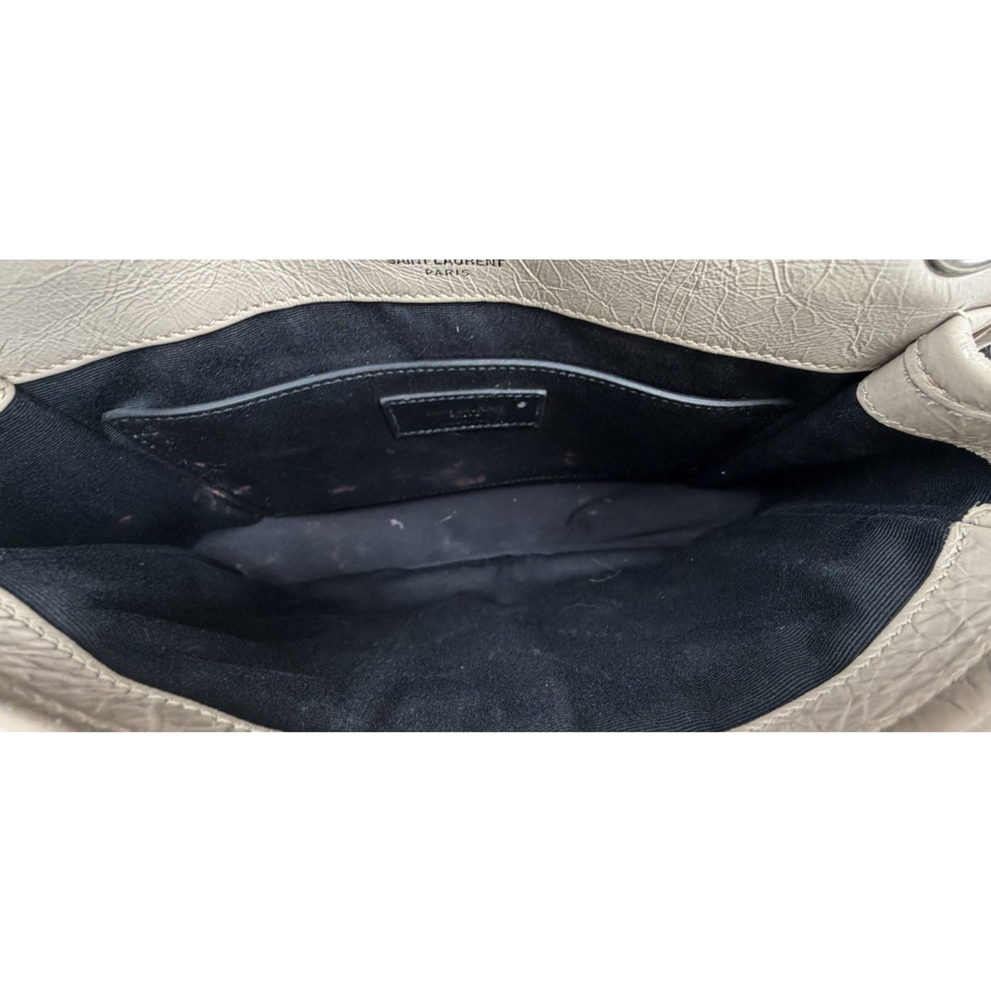 Saint Laurent Signature Niki Bag Small Light Taupe Crinkled Calfskin Leather S09