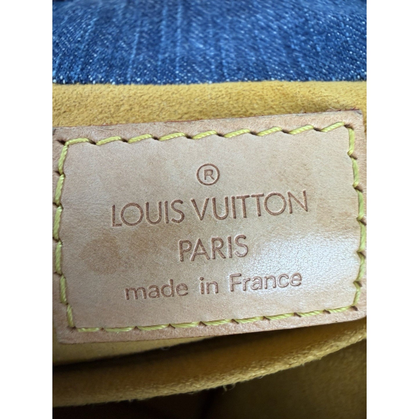 Louis Vuitton Denim Pleaty HandBag Blue Monogram & Gold-Tone Hardware D8