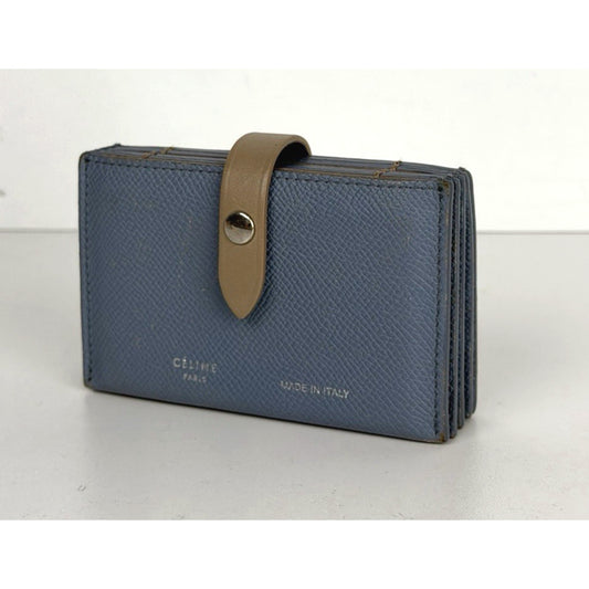 Celine Accordion Card Holder in Blue Grained Calfskin Leather K1