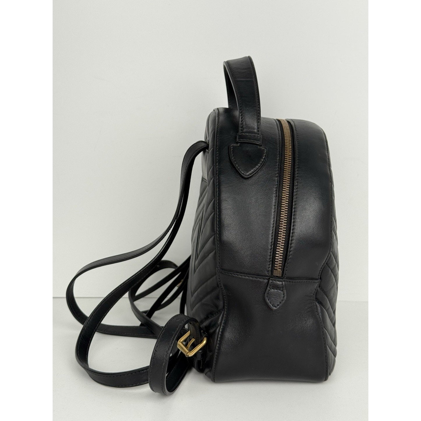 GUCCI Calfskin Matelassé GG Marmont Dome Backpack Black
