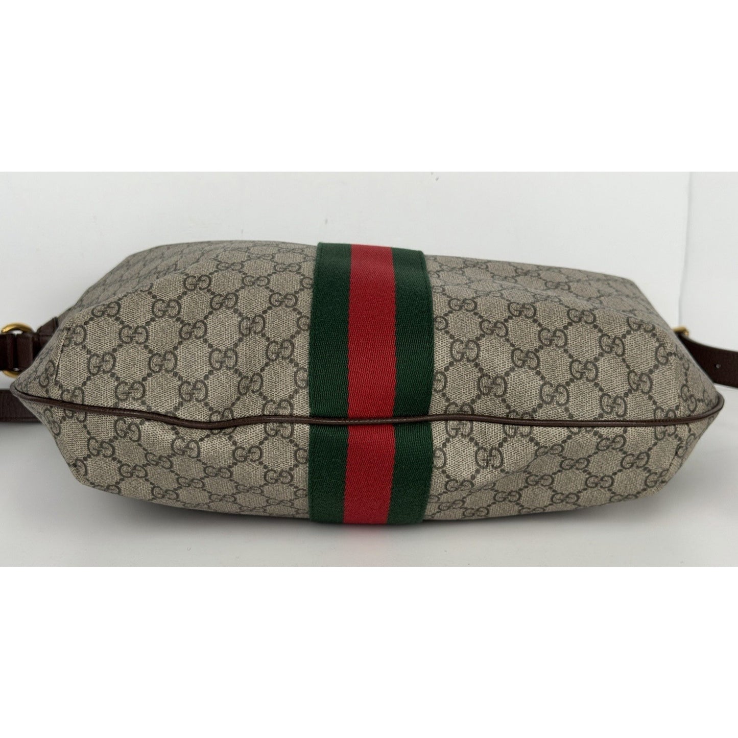 Gucci Ophidia GG Supreme Large Half Moon Hobo Bag Beige Coated Canvas S