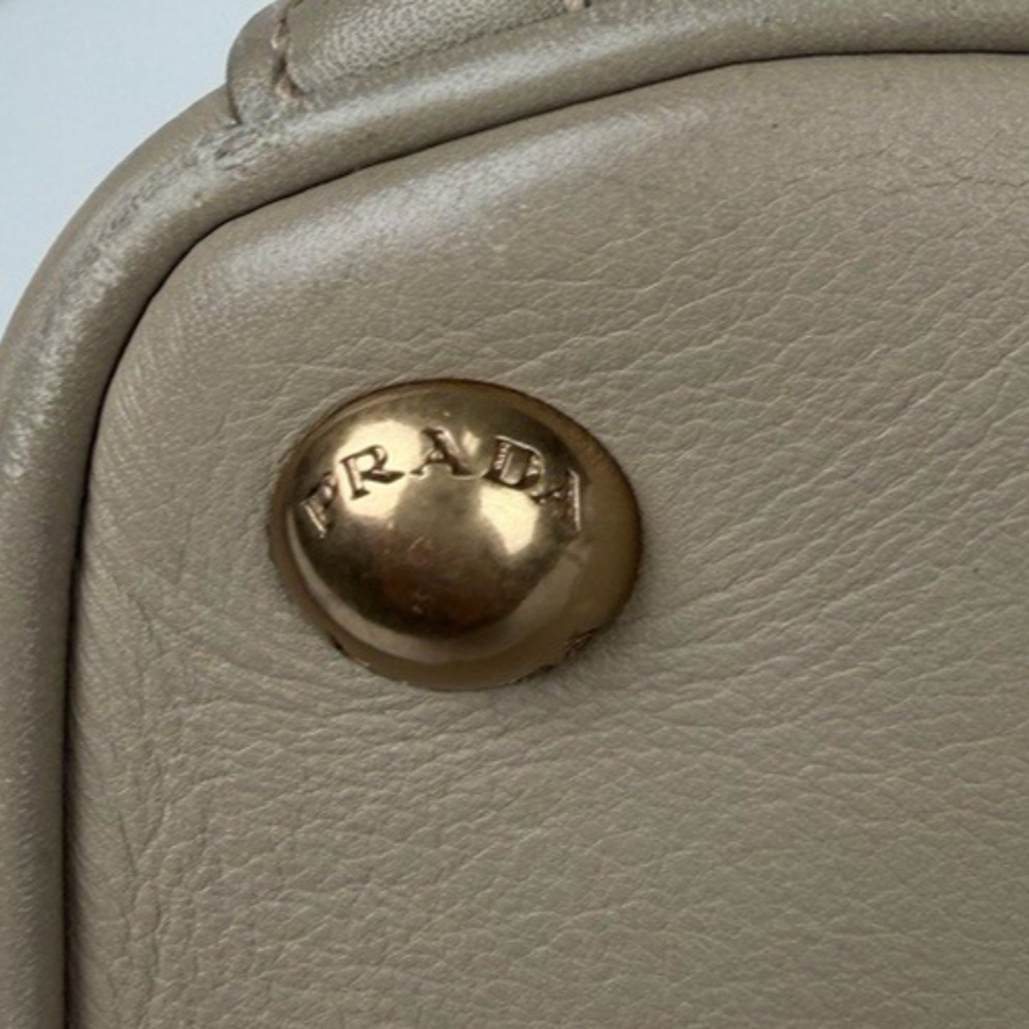 Prada Visone City Calf Leather Tote Bag Large Double Handle in Taupe S