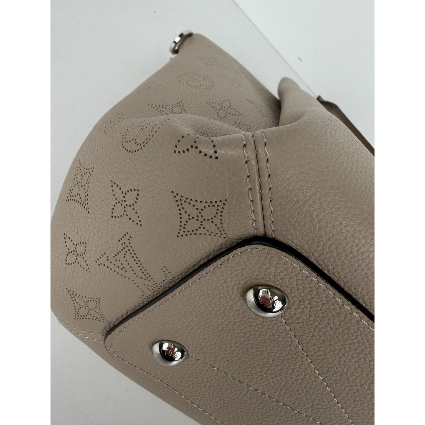 Louis Vuitton Haumea Top Handle Bag in Beige Galet Mahina Leather 2018 B-1