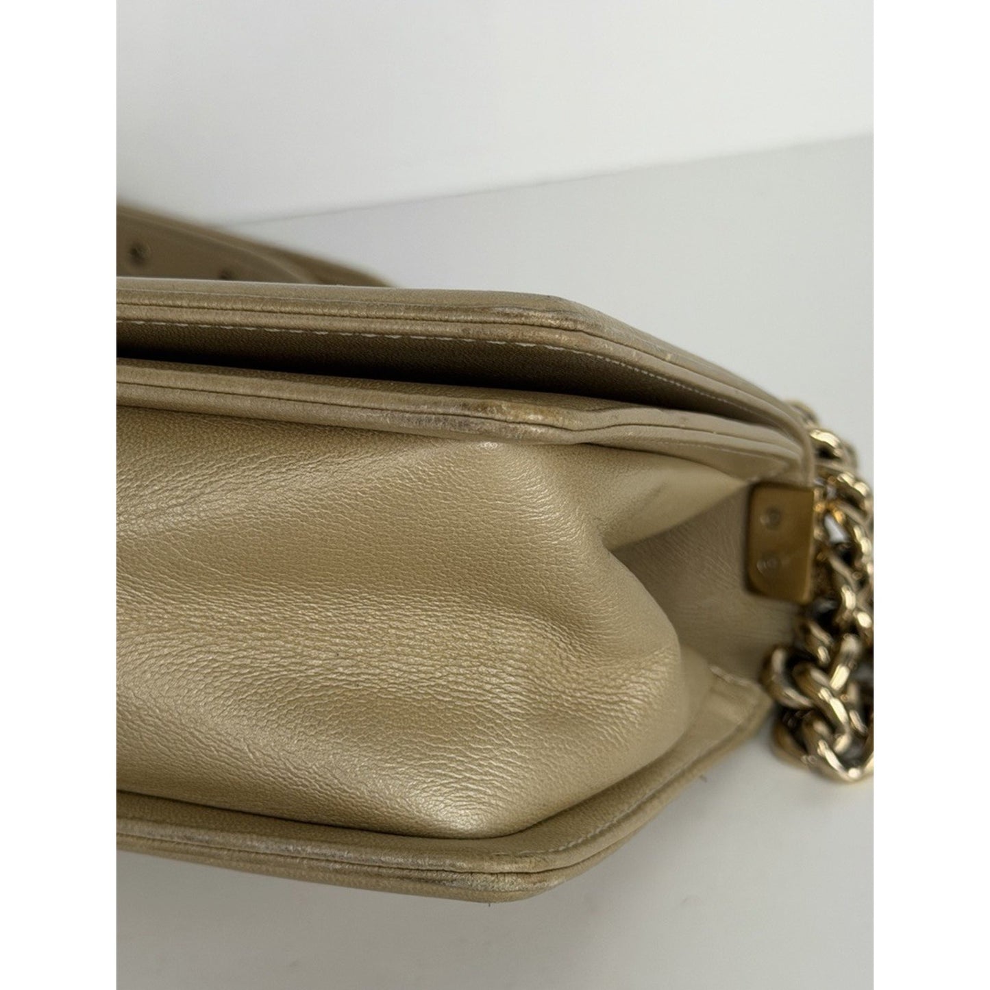 Chanel Medium Boy Flap Bag in Gold or Dark Beige Caviar Leather F1