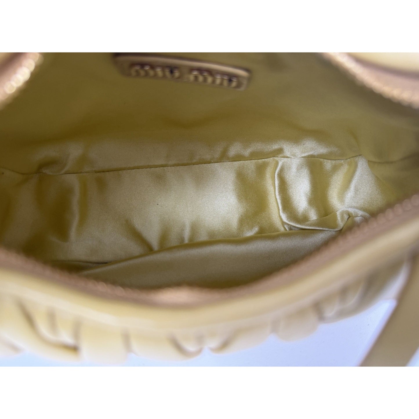 Miu Miu Wander Matelasse Nappa Leather Hobo Bag Small in Yellow