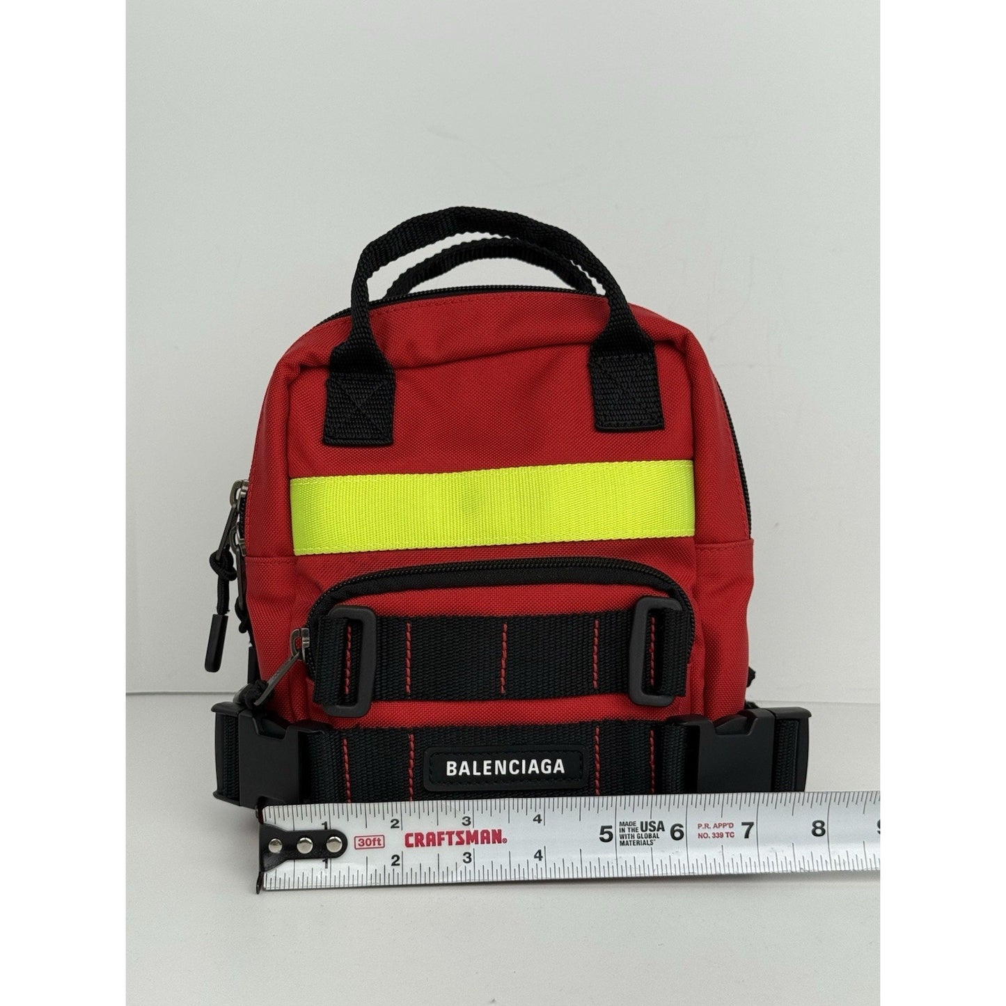 Balenciaga Fireman Backpack with Neon Yellow Reflective Stripe