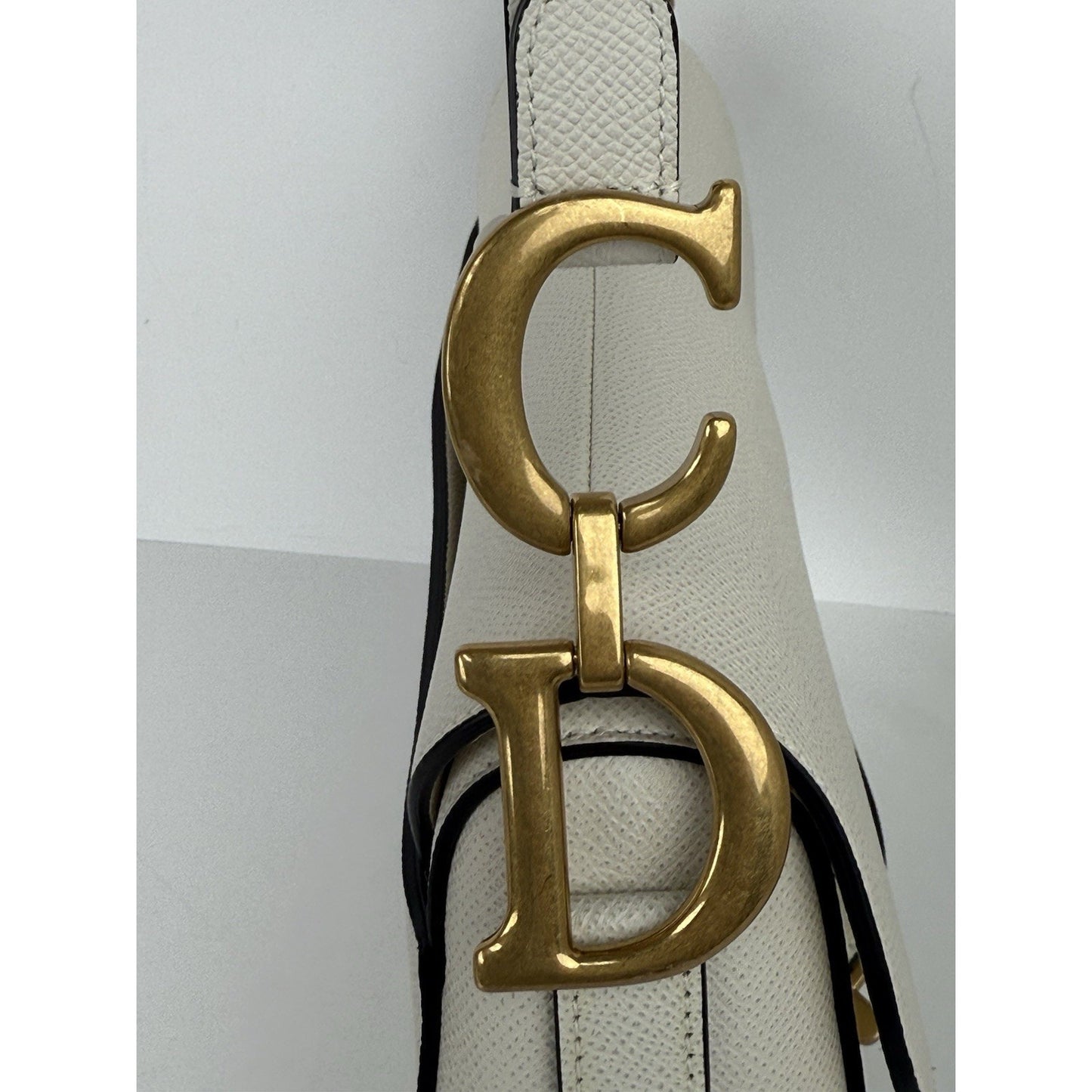 Christian Dior Medium Saddle White Leather Shoulder Bag