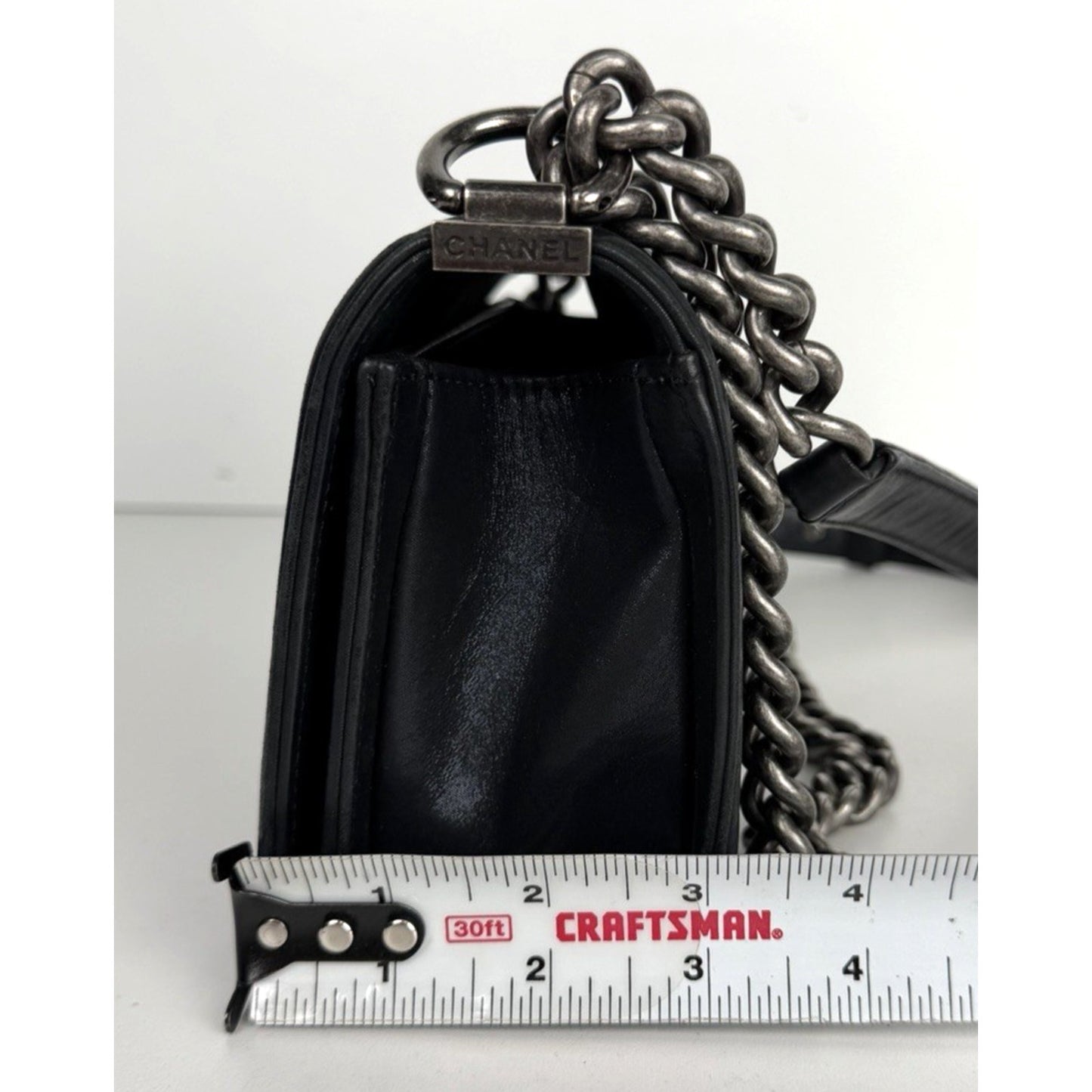 Chanel Boy Bag Small in Black Beaded Double Stitch with Gunmetal Chain 2017 E-3