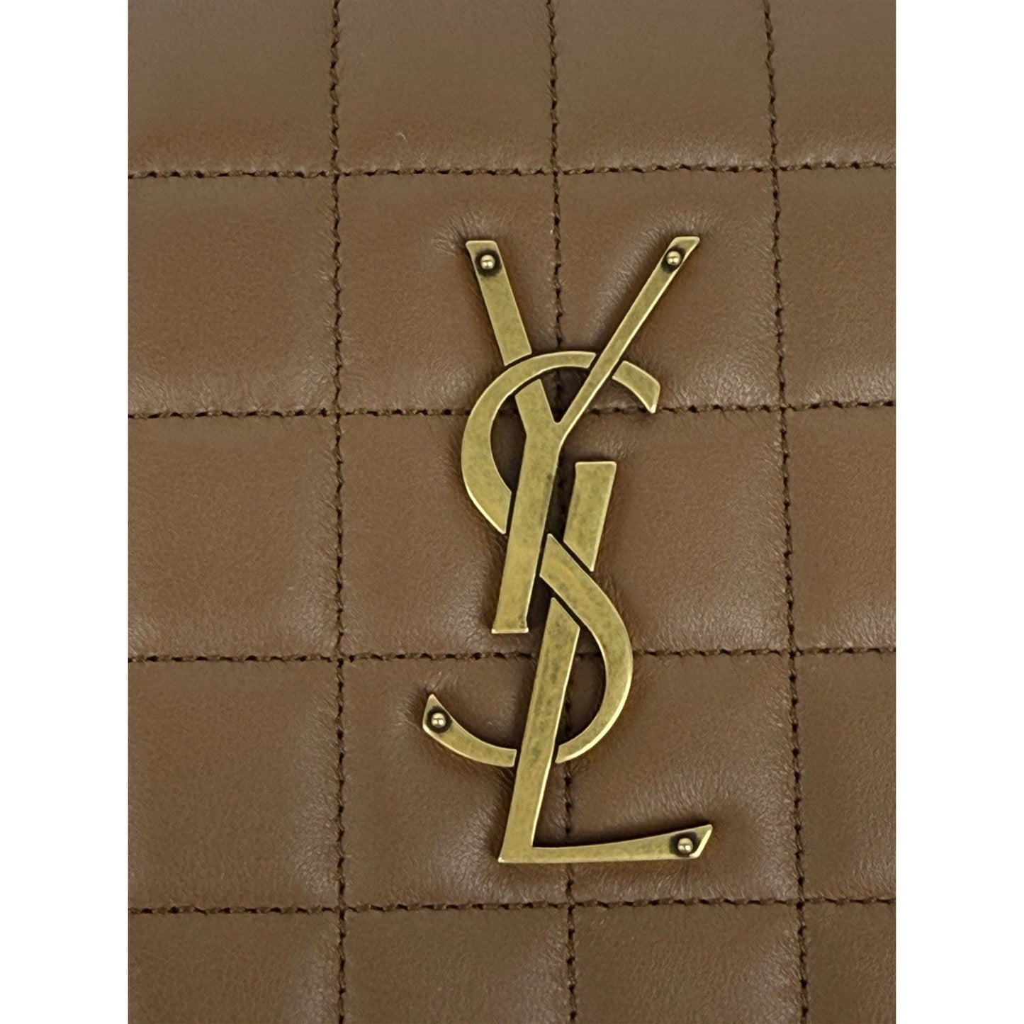 Saint Laurent Cassandre Quiltted Chain Strap Crossbody Women's Bag Brown